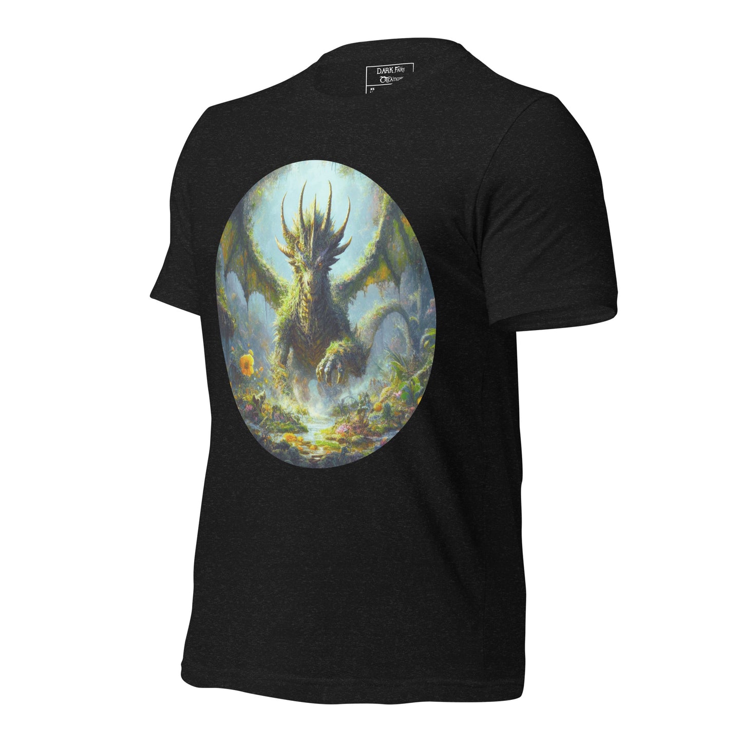 Featuring an elder earth dragon gracefully emerging from the forest floor after resting, with wings outstretched, this design exudes power, elegance, and a deep connection to nature.