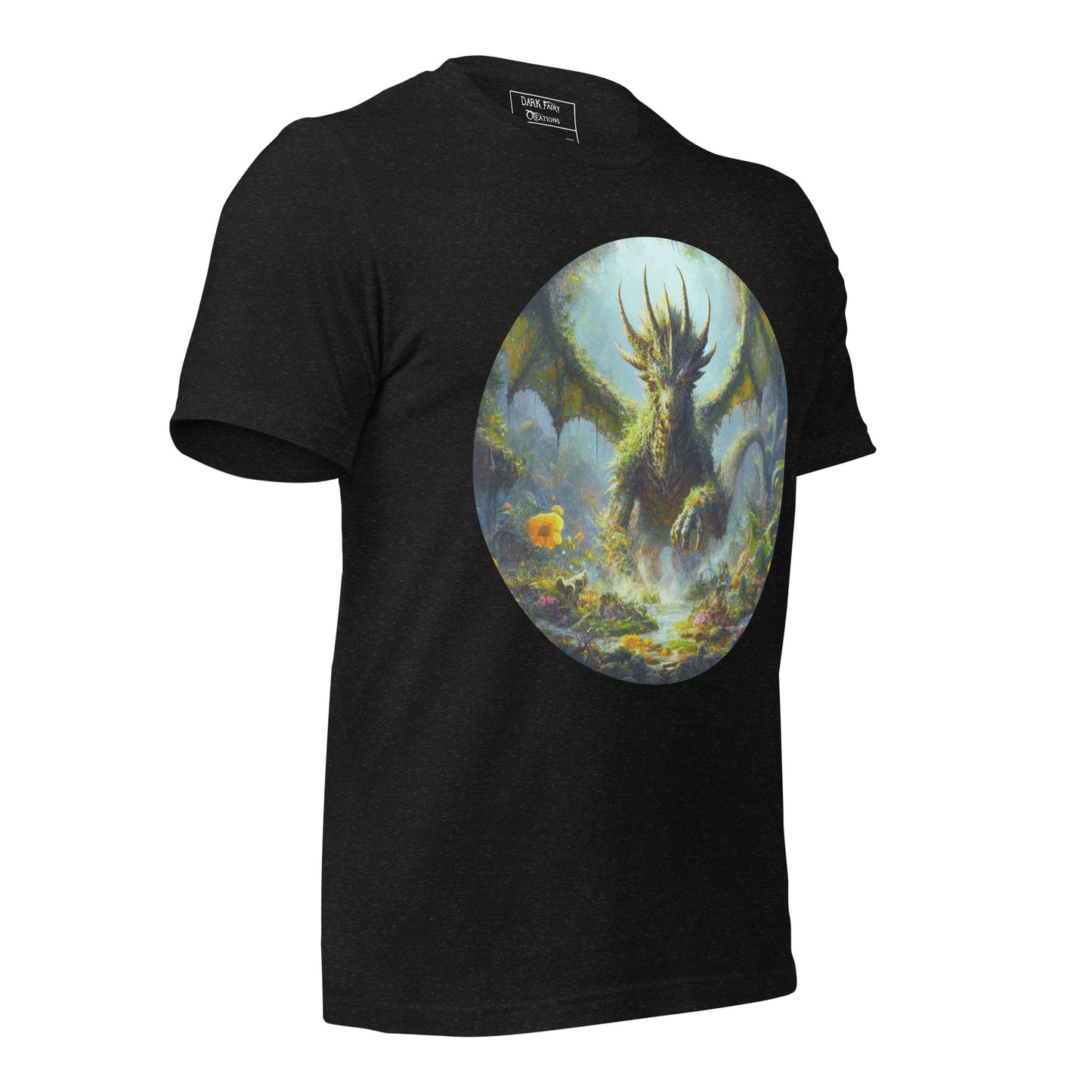 Featuring an elder earth dragon gracefully emerging from the forest floor after resting, with wings outstretched, this design exudes power, elegance, and a deep connection to nature.