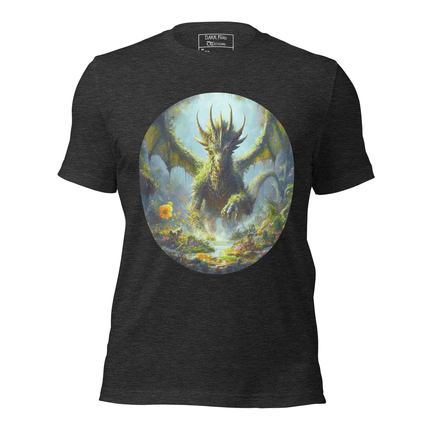 Featuring an elder earth dragon gracefully emerging from the forest floor after resting, with wings outstretched, this design exudes power, elegance, and a deep connection to nature.
