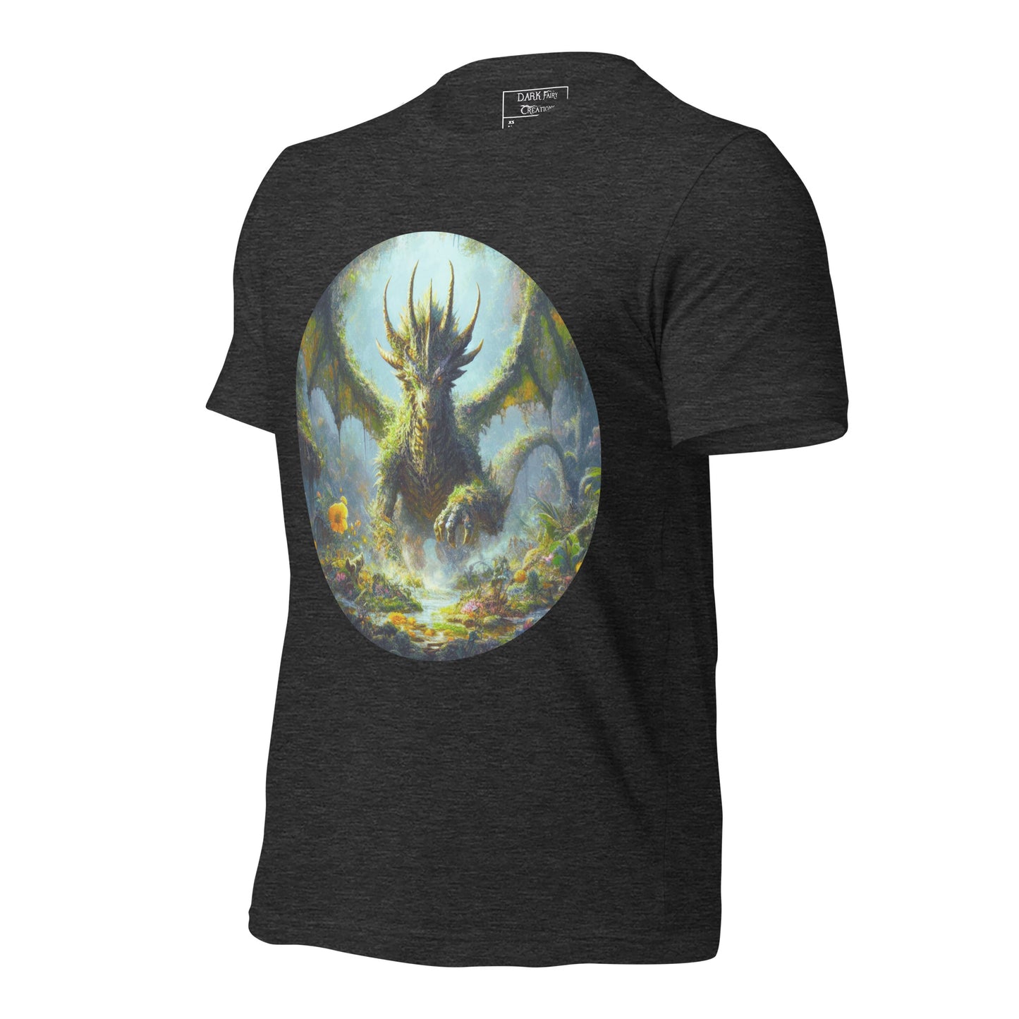 Featuring an elder earth dragon gracefully emerging from the forest floor after resting, with wings outstretched, this design exudes power, elegance, and a deep connection to nature.