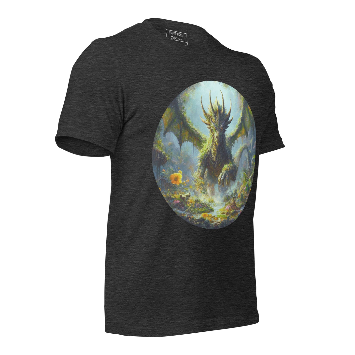 Featuring an elder earth dragon gracefully emerging from the forest floor after resting, with wings outstretched, this design exudes power, elegance, and a deep connection to nature.