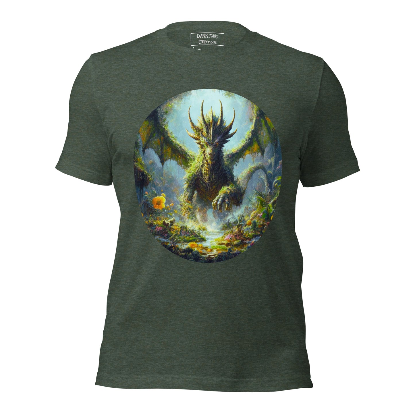 Featuring an elder earth dragon gracefully emerging from the forest floor after resting, with wings outstretched, this design exudes power, elegance, and a deep connection to nature.