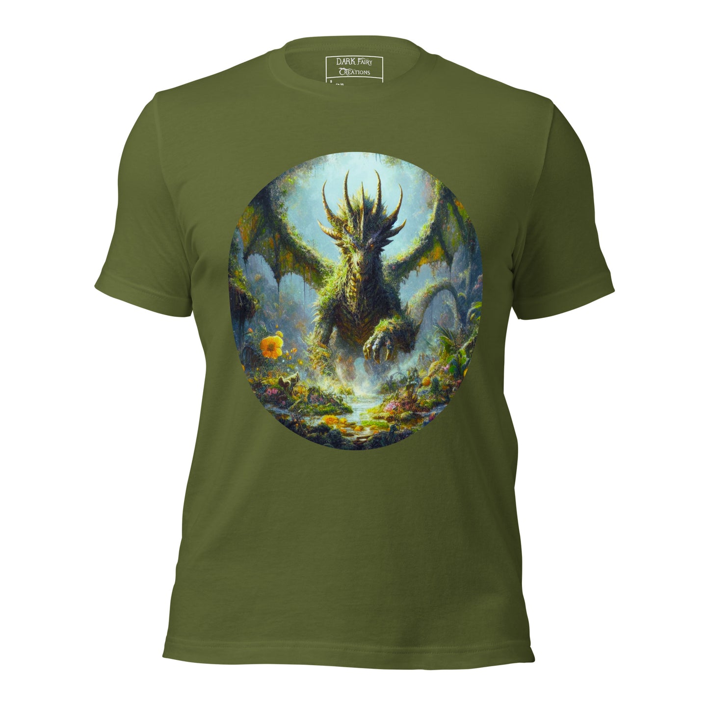 Featuring an elder earth dragon gracefully emerging from the forest floor after resting, with wings outstretched, this design exudes power, elegance, and a deep connection to nature.
