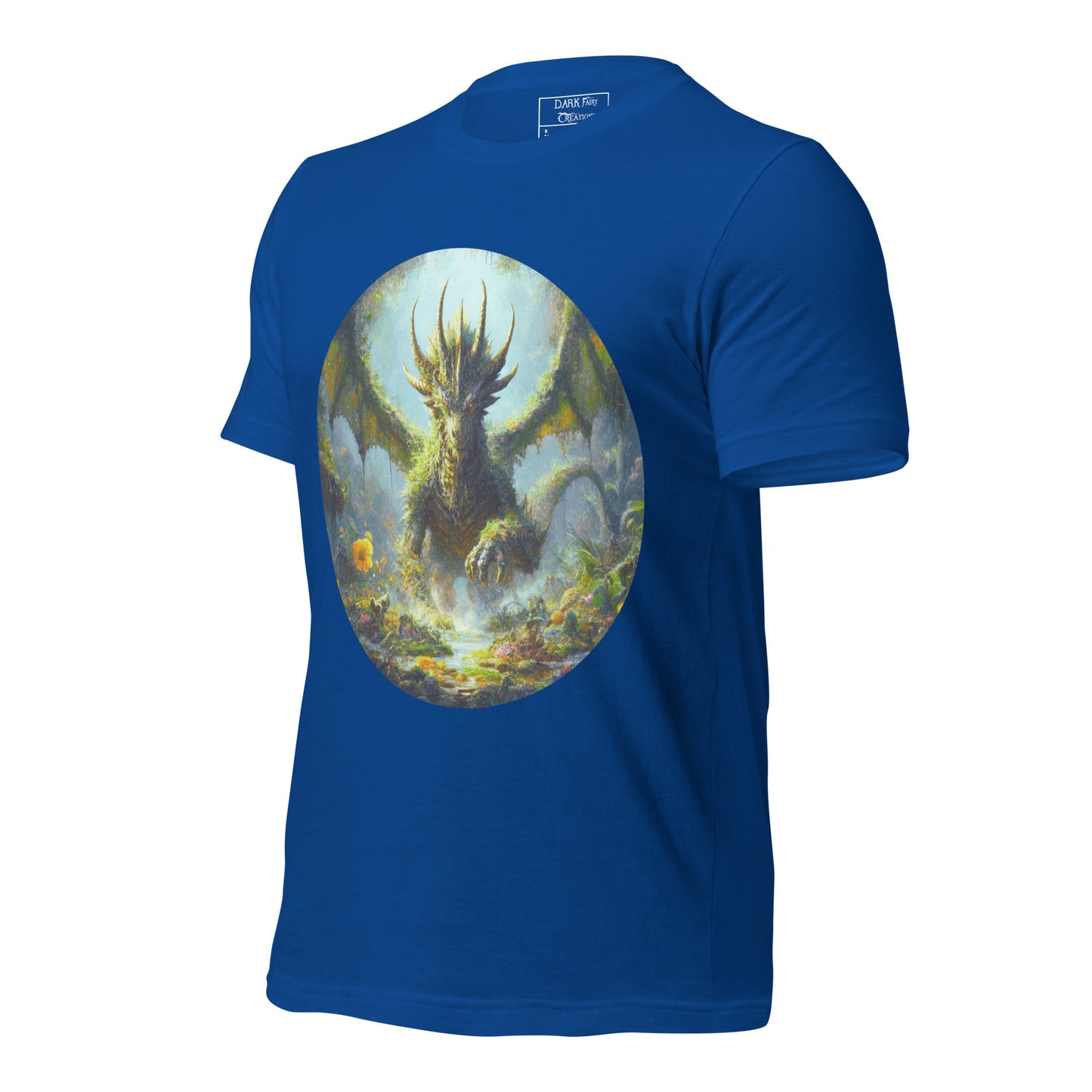 Featuring an elder earth dragon gracefully emerging from the forest floor after resting, with wings outstretched, this design exudes power, elegance, and a deep connection to nature.