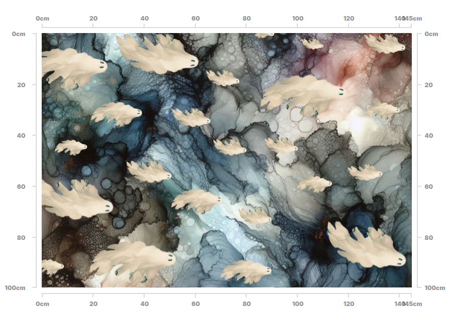 Ghost Alcohol Ink Fabric - Lost Souls