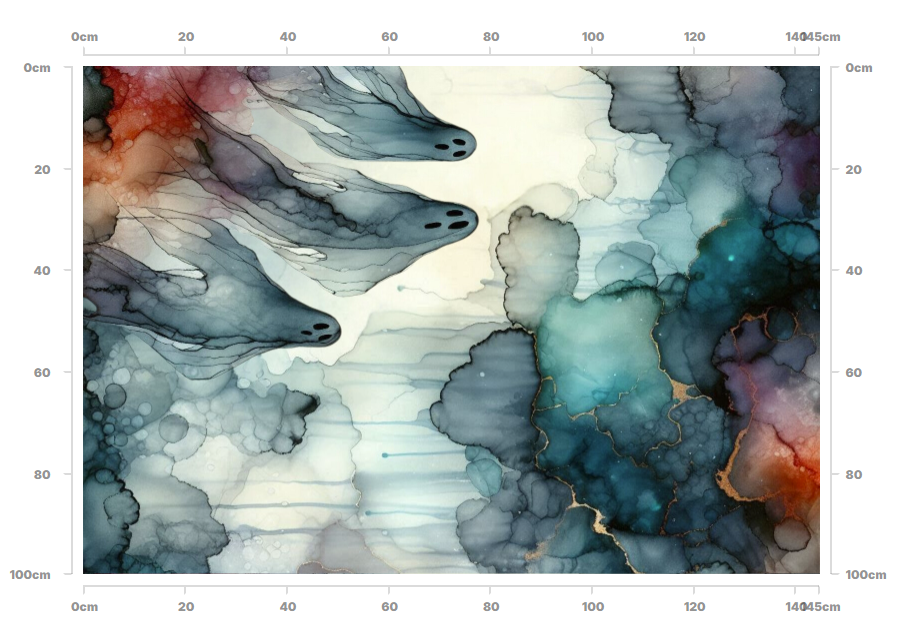 Ghost Alcohol Ink Fabric - Spectral Guards Metallic Storm