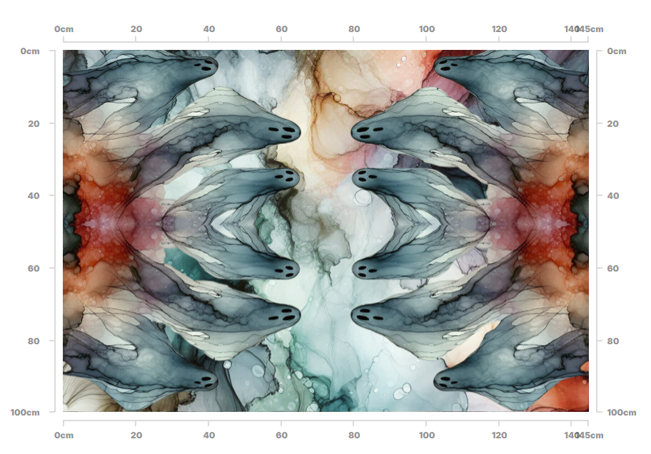 Ghost Alcohol Ink Fabric - Spectral Guards Mirror
