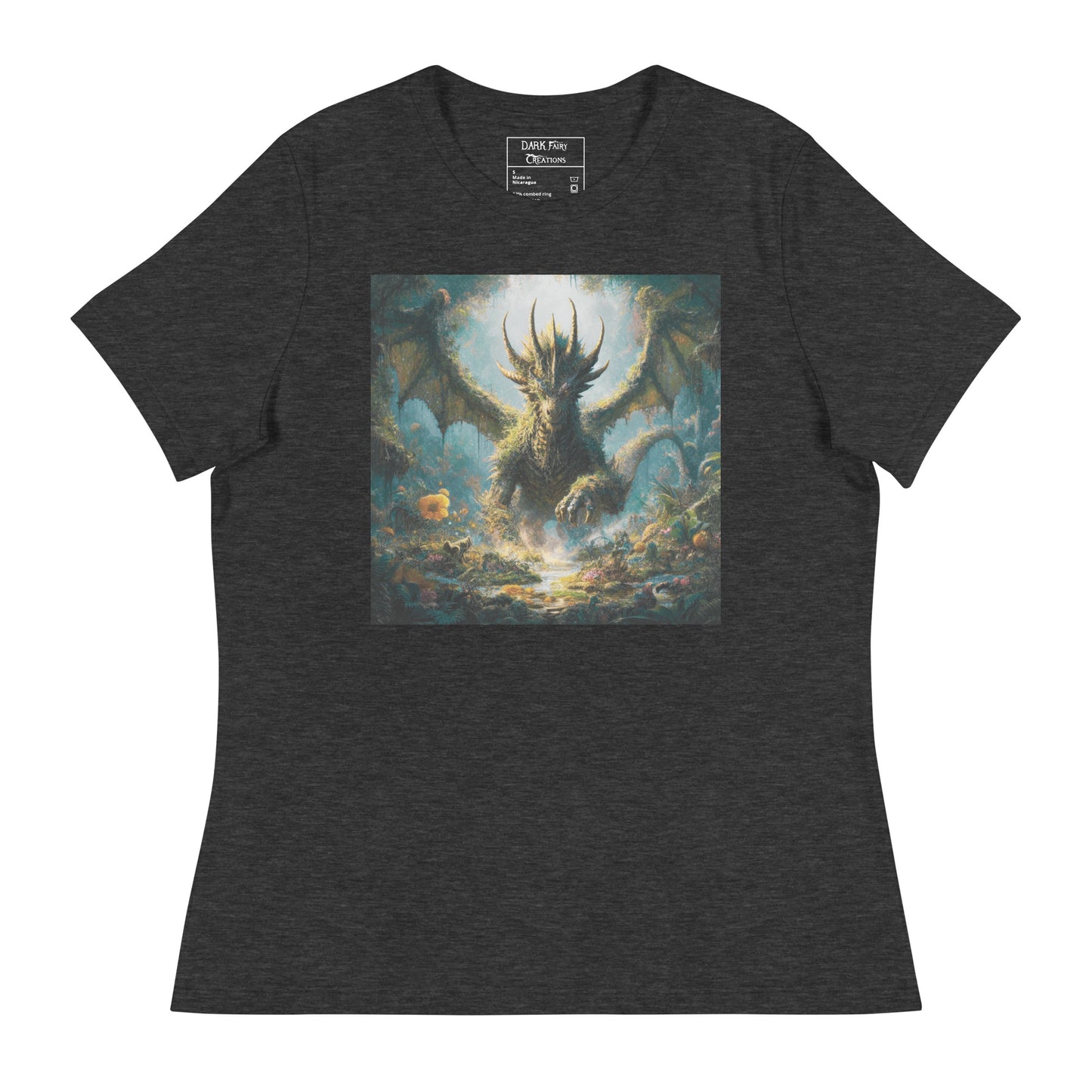 Featuring an elder earth dragon gracefully emerging from the forest floor after resting, with wings outstretched, this design exudes power, elegance, and a deep connection to nature.