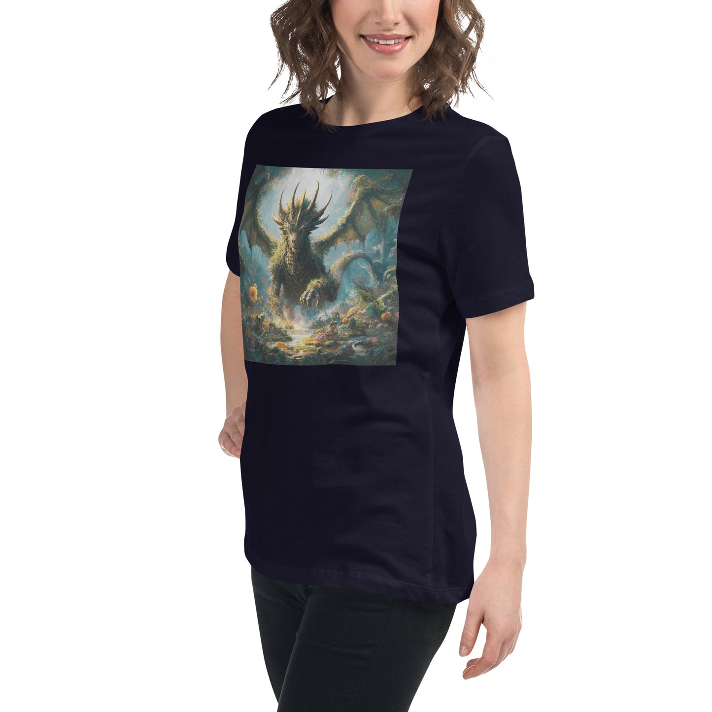 Featuring an elder earth dragon gracefully emerging from the forest floor after resting, with wings outstretched, this design exudes power, elegance, and a deep connection to nature.