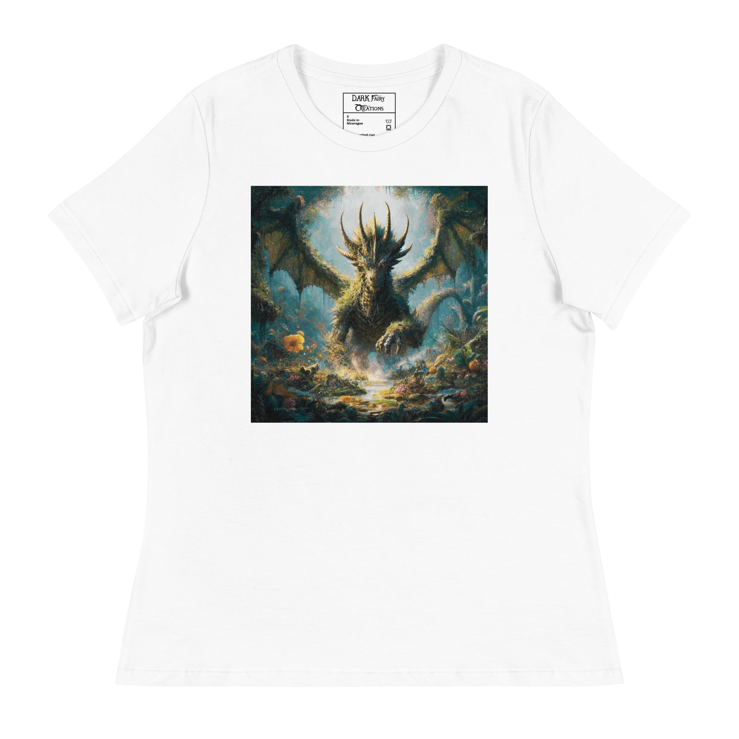 Featuring an elder earth dragon gracefully emerging from the forest floor after resting, with wings outstretched, this design exudes power, elegance, and a deep connection to nature.