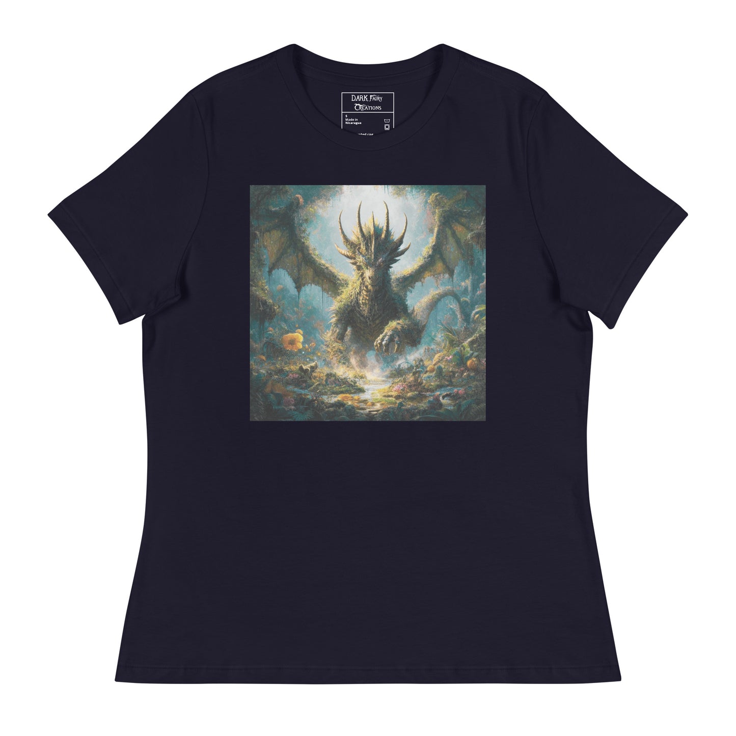 Featuring an elder earth dragon gracefully emerging from the forest floor after resting, with wings outstretched, this design exudes power, elegance, and a deep connection to nature.