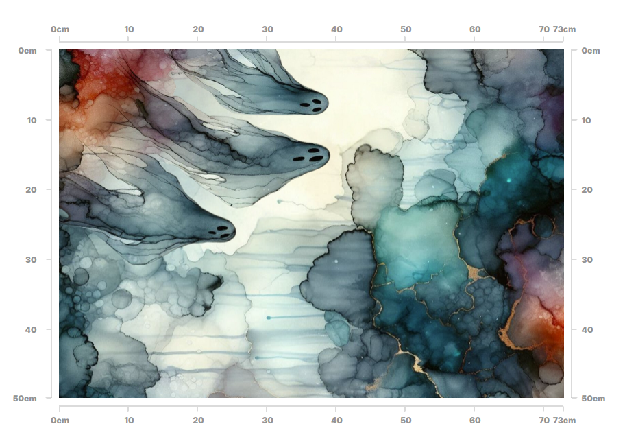 Ghost Alcohol Ink Fabric - Spectral Guards Metallic Storm