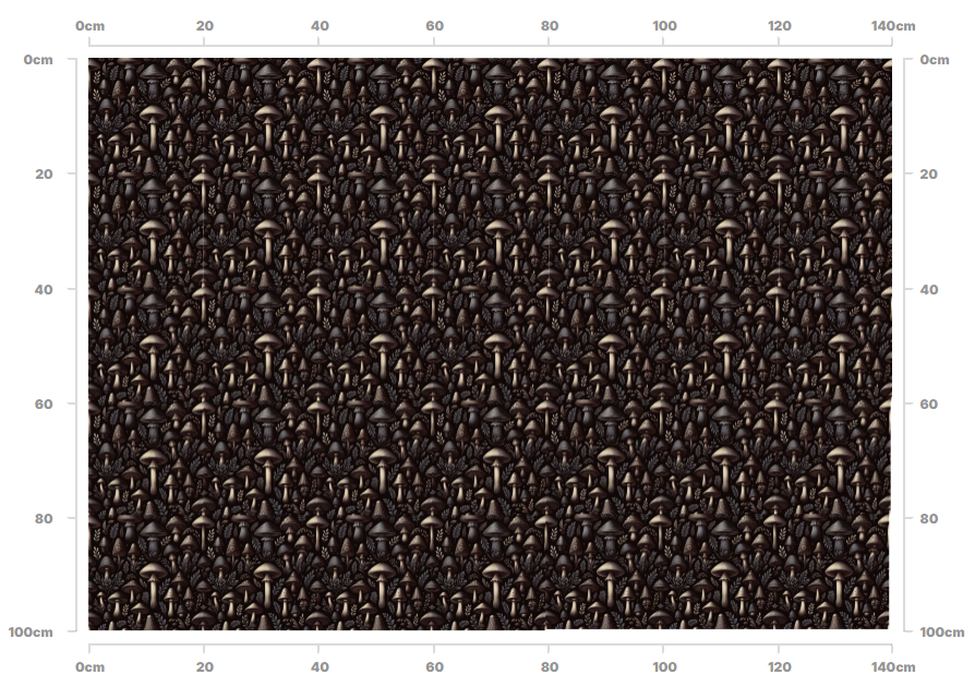 Discover the mysterious charm of Dark Mushroom Foliage fabric. Featuring an enchanting array of mushrooms in varying sizes, adorned in deep blacks and gray hues, this design brings a touch of elegance and intrigue to your projects. 1 Meter repeat patten.