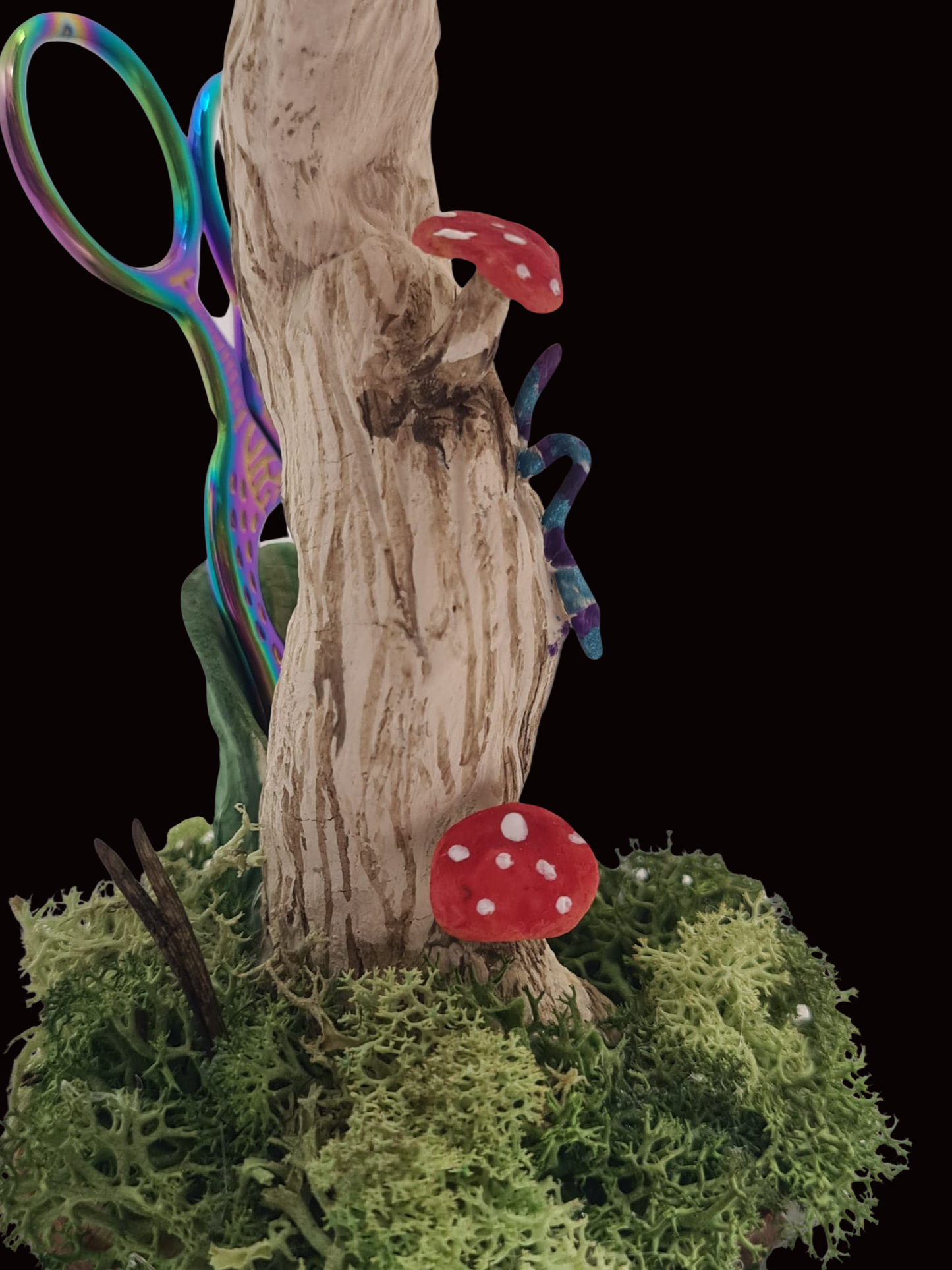 Fairy Friends fabric elements featured on handmade shroom pin cushion.