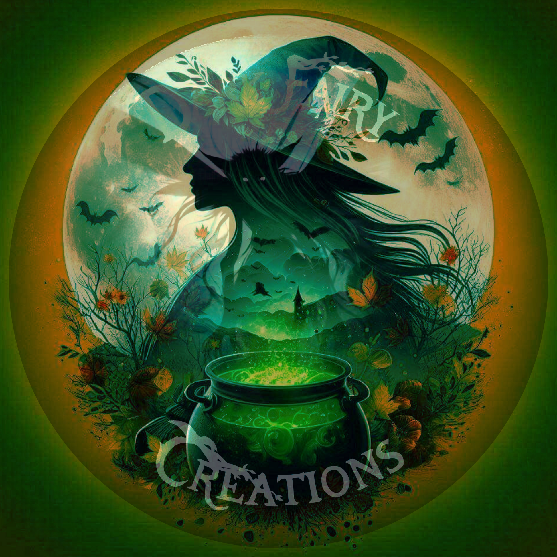 Dive into the enchanting world of Forest Witch. Experience the magic of full moons, witch silhouettes, autumn leaves, and bubbling cauldrons, crafted to inspire creativity and wonder.