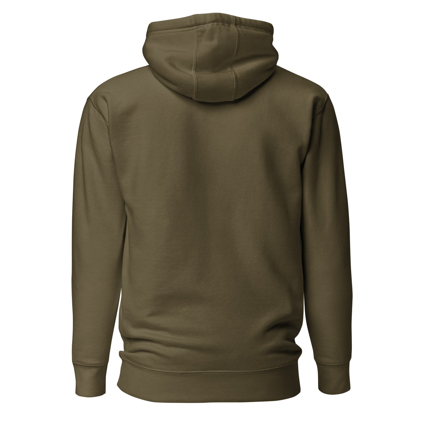 Military green back of hoodie, no design